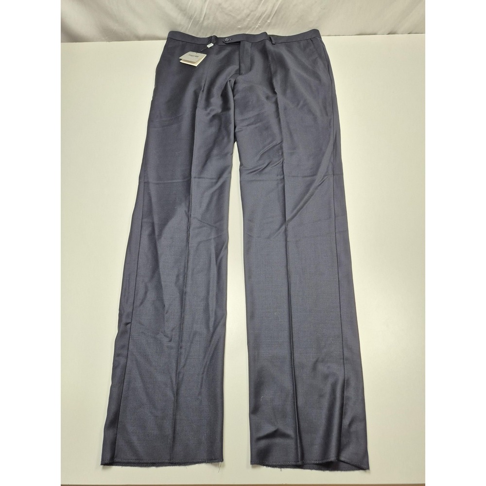 Rossetti Dress Pants Mens 40x36 Blue Wool Flat Front Straight Unhemmed NWT